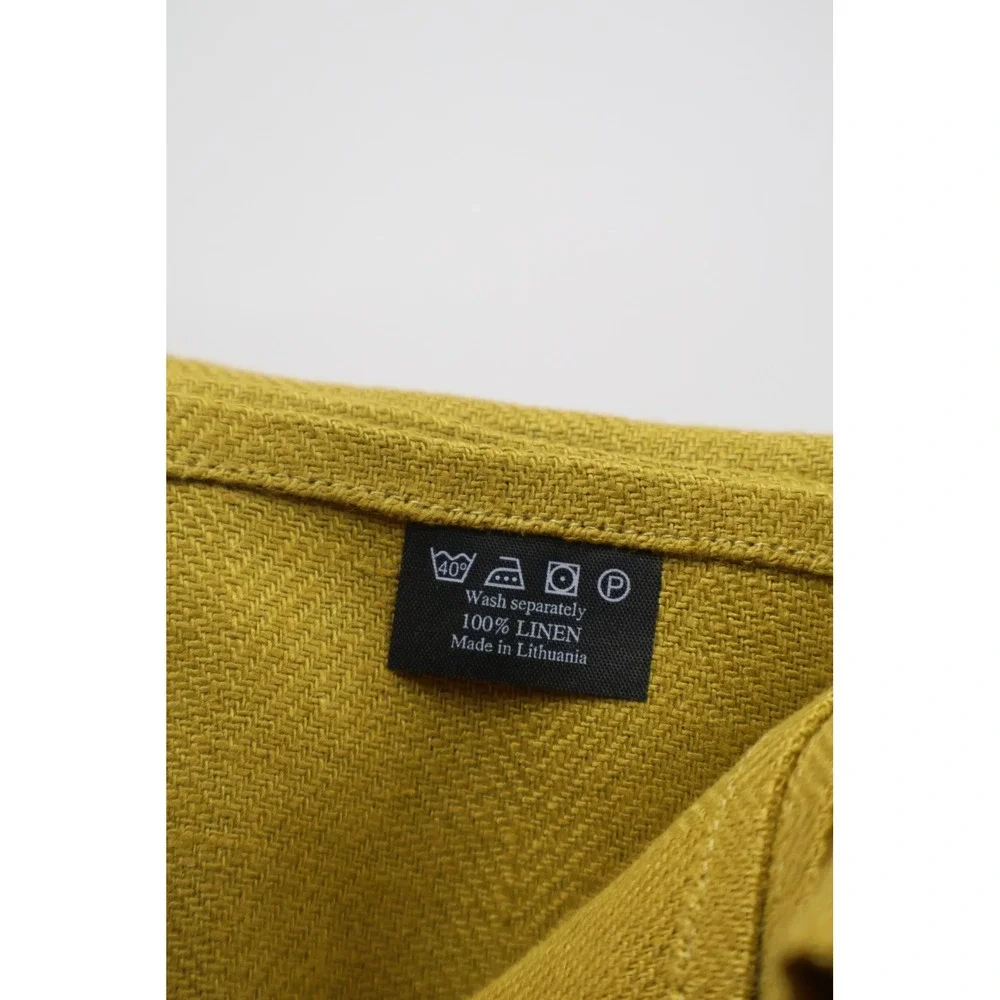 LinenMe Napkins Herringbone Set OS Yellow 100% Linen Dining Decor